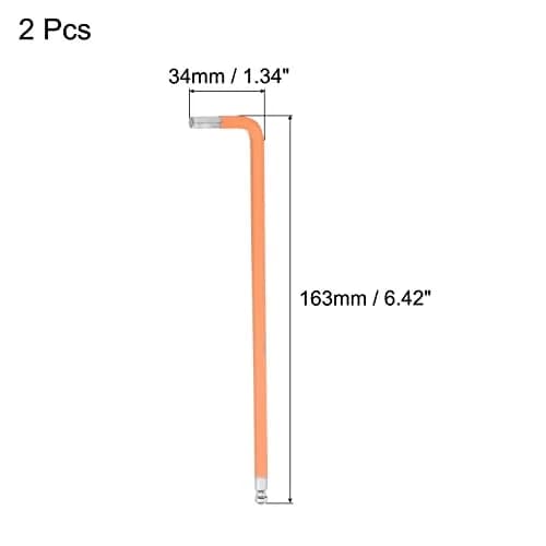uxcell 5mm Ball End Hex Key Wrench, L Shaped Long Arm S2 Steel Repairing Tool 2 Pcs | Durable Alloy Steel, Confined Space Access thumbnail 2