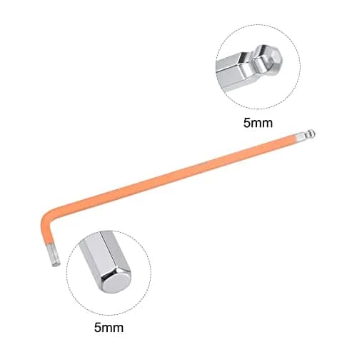 uxcell 5mm Ball End Hex Key Wrench, L Shaped Long Arm S2 Steel Repairing Tool 2 Pcs | Durable Alloy Steel, Confined Space Access thumbnail 3