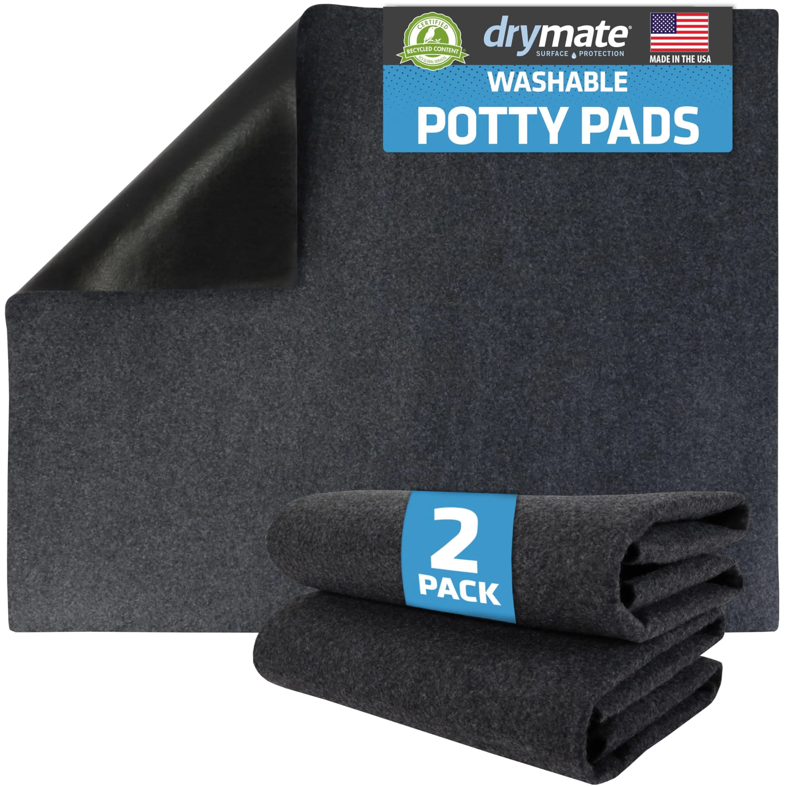Drymate Jumbo Dog Playpen Mat 60x74 Charcoal | Super Absorbent Waterproof Reusable Puppy Pad — Charcoal / 29" x 36"