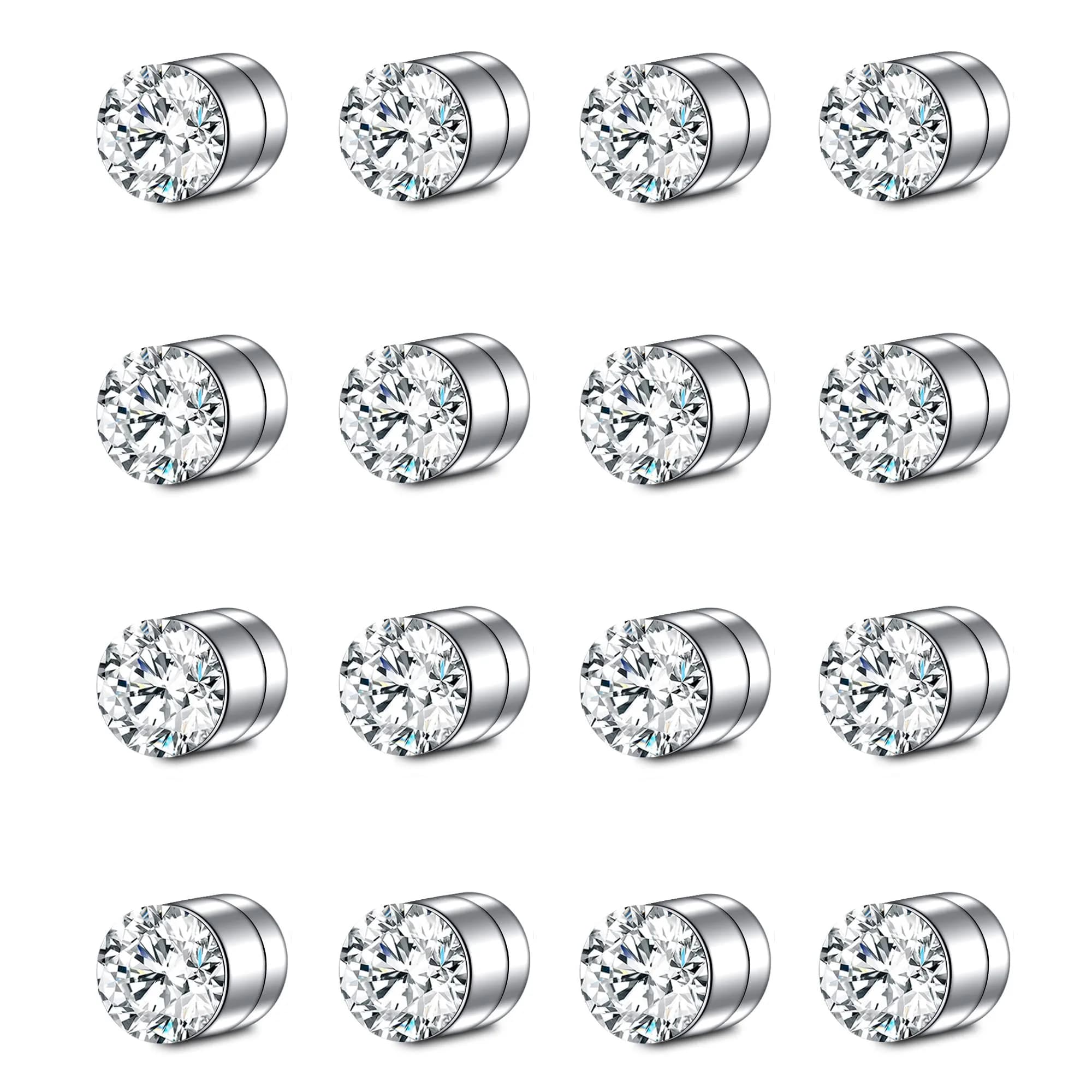 MODRSA Magnetic Nose Studs & Rings 3mm (8 Pairs) | Non-Piercing Faux Jewelry — A32-fake nose stud-white