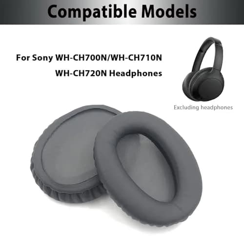 Adhiper Earpads for Sony WH-CH700N WH-CH710N WH-CH720N Headphones - Titanium Gray | Premium Protein Leather & Memory Foam Replacement thumbnail 2