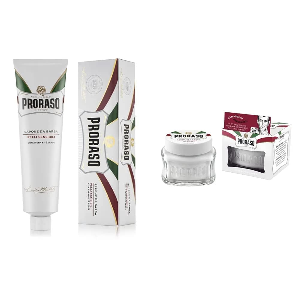 Proraso Sensitive Shaving Cream & Pre-Shave Conditioning Cream for Men | Soothing Oatmeal & Green Tea Formula