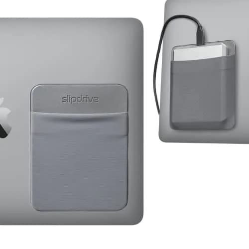 Slipdrive Gray Portable Hard Drive Sleeve for Laptops | 13.97cm x 11.43cm (5.5" x 4.5") Stick-On Case thumbnail 1