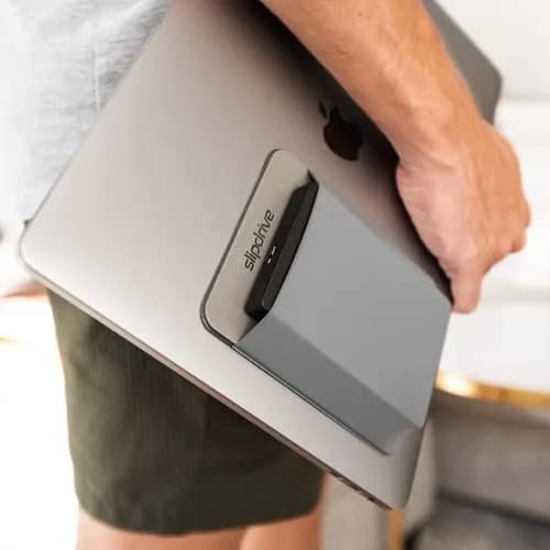 Slipdrive Gray Portable Hard Drive Sleeve for Laptops | 13.97cm x 11.43cm (5.5" x 4.5") Stick-On Case thumbnail 5