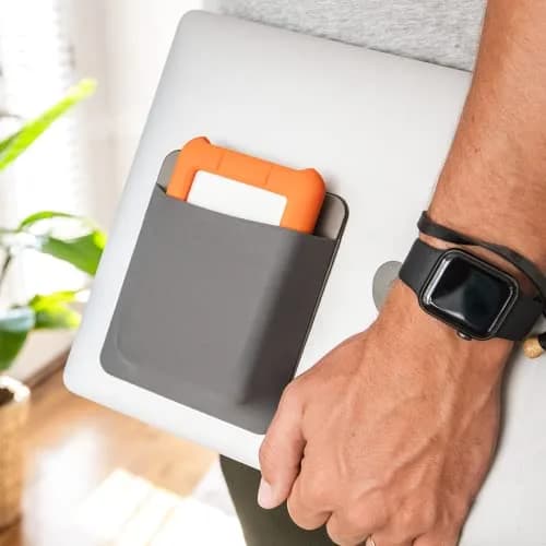 Slipdrive Gray Portable Hard Drive Sleeve for Laptops | 13.97cm x 11.43cm (5.5" x 4.5") Stick-On Case thumbnail 6