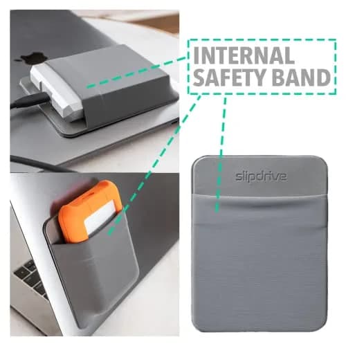 Slipdrive Gray Portable Hard Drive Sleeve for Laptops | 13.97cm x 11.43cm (5.5" x 4.5") Stick-On Case thumbnail 3