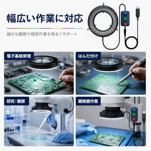 Gringoo Microscope LED Ring Light Illuminator USB 5V 144 LED RGB 16-62mm | Adjustable Color Temperature & Brightness thumbnail 4
