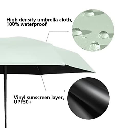 ESUFEIR Mini Sun Umbrella for Purse with Case, Green 14 cm (5.5 in) | UPF 50+ UV Protection thumbnail 8