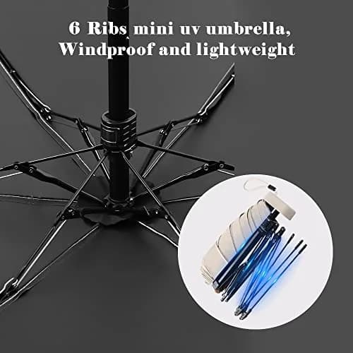 ESUFEIR Mini Sun Umbrella for Purse with Case, Green 14 cm (5.5 in) | UPF 50+ UV Protection thumbnail 9