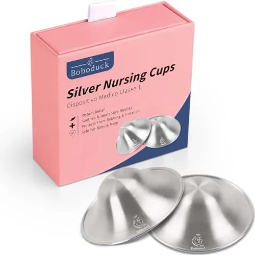 Boboduck Silver Nipple Shields for Nursing Newborn - Large Size | Pure Silver, Soothes Sore Nipples, 2-8 Day Delivery thumbnail 1