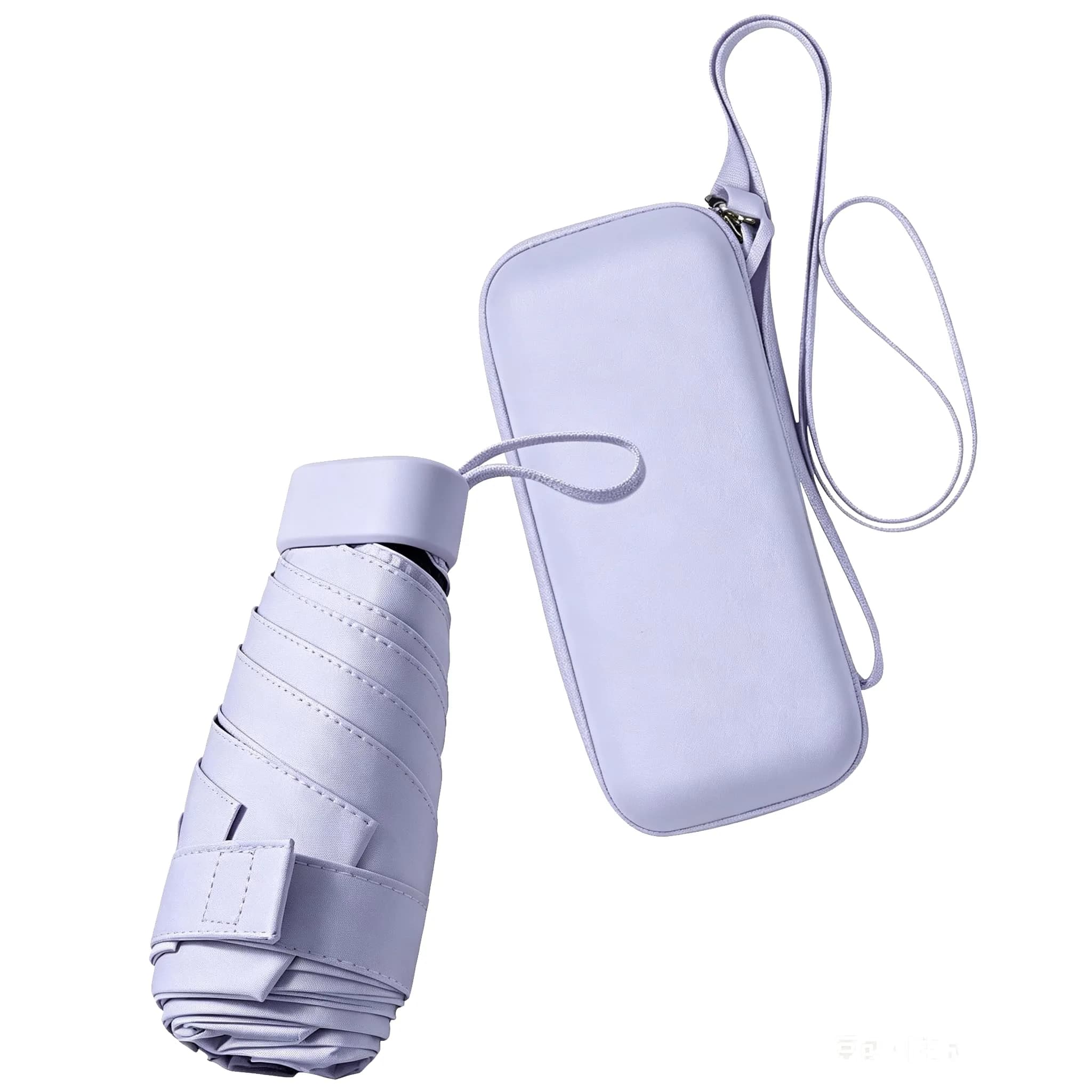 ESUFEIR Mini Sun Umbrella for Purse with Case, Skyblue 14 cm (5.5 in) | UPF 50+ UV Protection — Purple