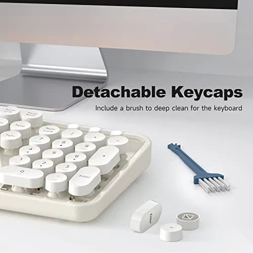 Atelus Retro Typewriter Keyboard Full Size Wired USB Keyboard with Number Pad, 17.52" x 5.12" x 1.38" (Creamy White) | Clicky Switches thumbnail 5