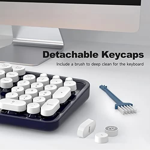 Atelus Typewriter Style Wired Keyboard with Number Pad, Full Size 104 Keys, Dark Blue | Ergonomic USB Keyboard for PC Laptop Desktop Windows thumbnail 5