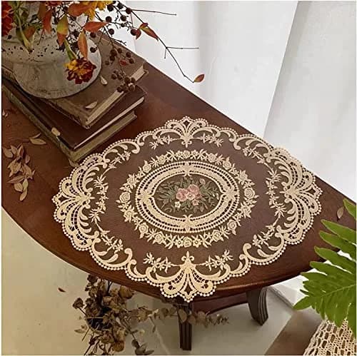 Fiygor Retro Lace Placemats 2-Pack 30x40cm (12x16-in) | Handmade French Crochet Doilies for Dining Tables thumbnail 2