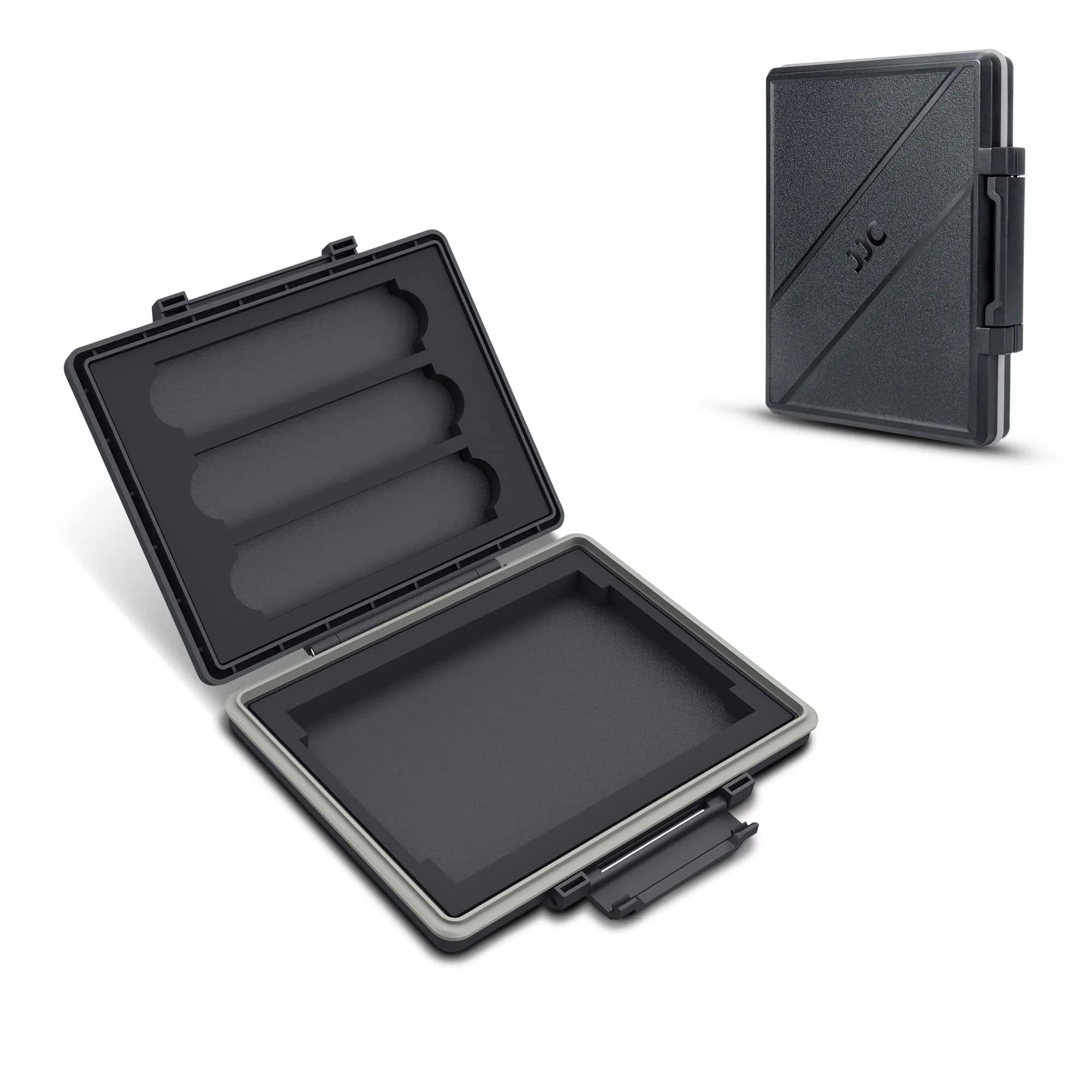 JJC 2-Slot 2.5 inch SSD Hard Drive Case | Water-Resistant & Shockproof Storage Box — 4 Slots for 3 x M.2 2280, 2.5 inch SSD