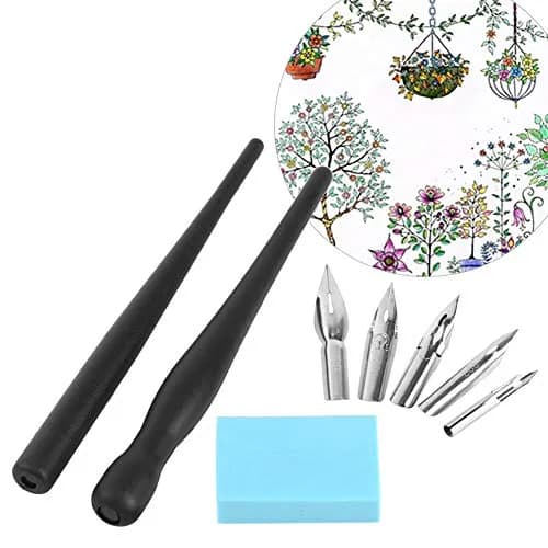 Estink Manga Dip Pen Set with 5 Nibs and 2 Pen Holders | Complete Drawing Kit for Artists thumbnail 1