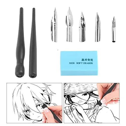Estink Manga Dip Pen Set with 5 Nibs and 2 Pen Holders | Complete Drawing Kit for Artists thumbnail 2