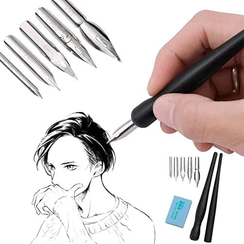 Estink Manga Dip Pen Set with 5 Nibs and 2 Pen Holders | Complete Drawing Kit for Artists thumbnail 3