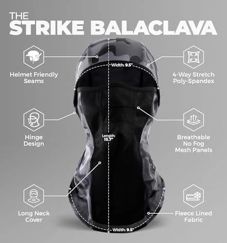 Tough Headwear Balaclava Ski Mask - Winter Face Cover for Men & Women - Gray Camo | Cold Weather Snow Gear thumbnail 3