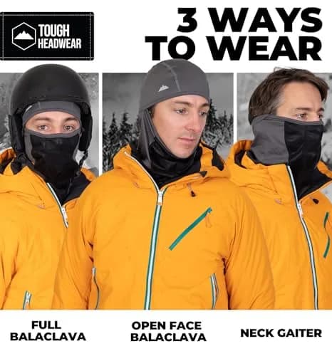 Tough Headwear Balaclava Ski Mask - Winter Face Cover for Men & Women - Cold Weather Snow Gear for Skiing, Snowboarding, Running & Motorcycle thumbnail 5