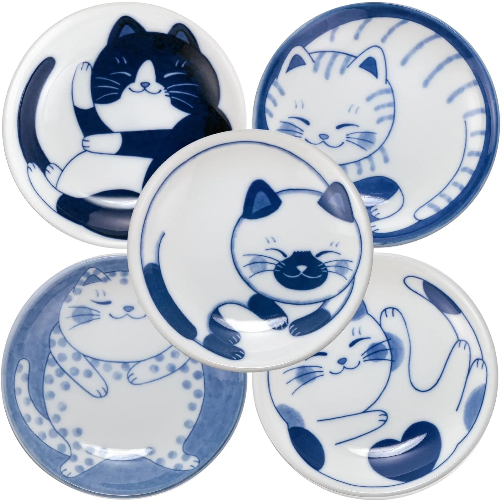LOVE LOVE JAPAN Ceramic Cat Salad Plate Set 3.9 inch | Japanese Handmade Small Plates - main product image