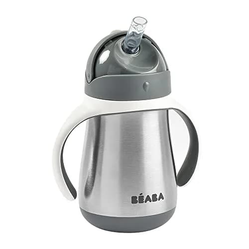 Béaba Stainless Steel Straw Sippy Cup Insulated Toddler Cup 240ml (8.5 oz) | Spill-Proof Leak-Proof for 8+ Months thumbnail 1