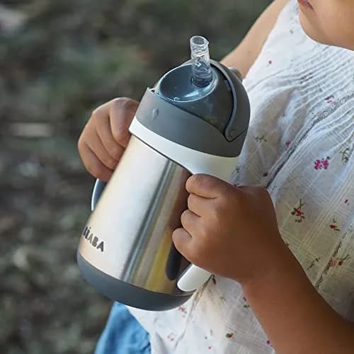 Béaba Stainless Steel Straw Sippy Cup Insulated Toddler Cup 240ml (8.5 oz) | Spill-Proof Leak-Proof for 8+ Months thumbnail 8