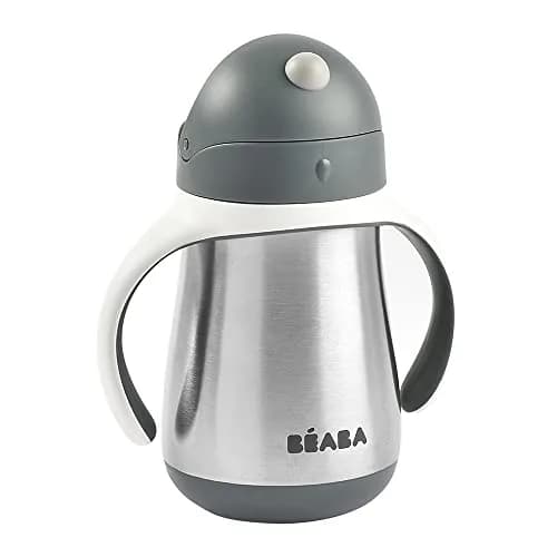 Béaba Stainless Steel Straw Sippy Cup Insulated Toddler Cup 240ml (8.5 oz) | Spill-Proof Leak-Proof for 8+ Months thumbnail 2