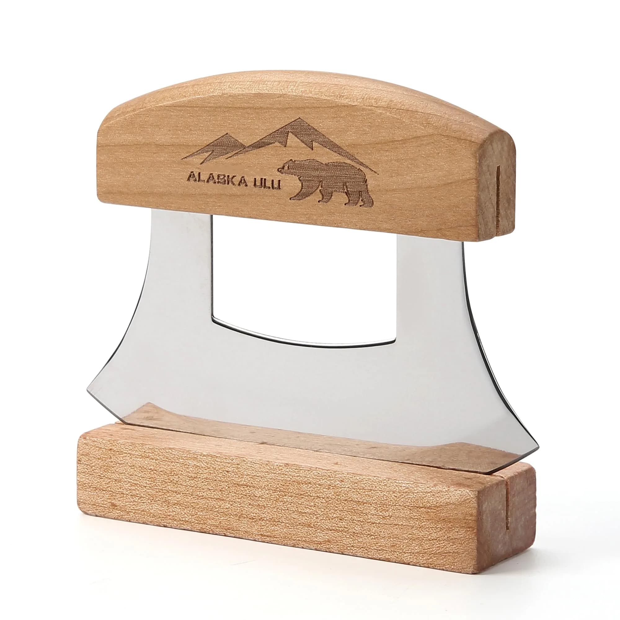 WiuCYS 5inch Alaskan Mezzaluna Ulu Knife | Sharp Salad & Veggie Chopper, Arthritic Friendly - main product image