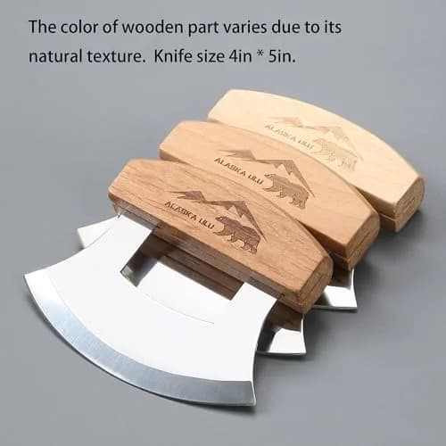 WiuCYS 5inch Alaskan Mezzaluna Ulu Knife | Sharp Salad & Veggie Chopper, Arthritic Friendly thumbnail 6