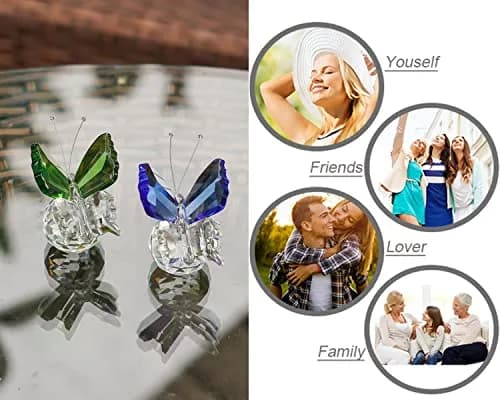 H&D HYALINE & DORA Crystal Butterfly Figurine Set 2 Glass Animal Ornament 5 cm (2*1.7 in) | Decorative Accent for Home & Office thumbnail 6