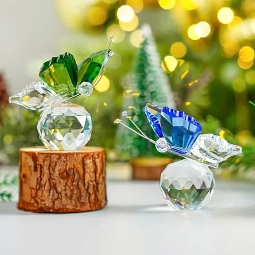 H&D HYALINE & DORA Crystal Butterfly Figurine Set 2 Glass Animal Ornament 5 cm (2*1.7 in) | Decorative Accent for Home & Office thumbnail 7