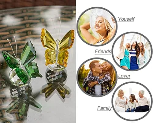 H&D HYALINE & DORA Crystal Butterfly Figurine Set 2 | 5.1 cm (2 in) Yellow & Green thumbnail 6