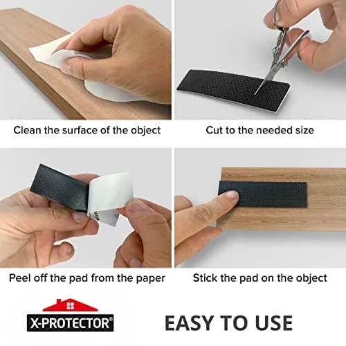 X-Protector Rubber Strip - 8 PC Non Slip Pads - Black Universal Grip Strips | Surface Scratch & Slip Prevention thumbnail 5