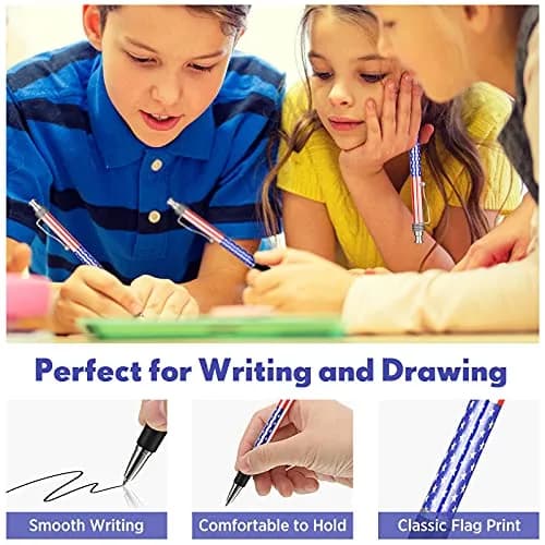 Tenare American Flag Ballpoint Pens - 200 Pcs Bulk Pack | Smooth Writing, Patriotic Theme thumbnail 4