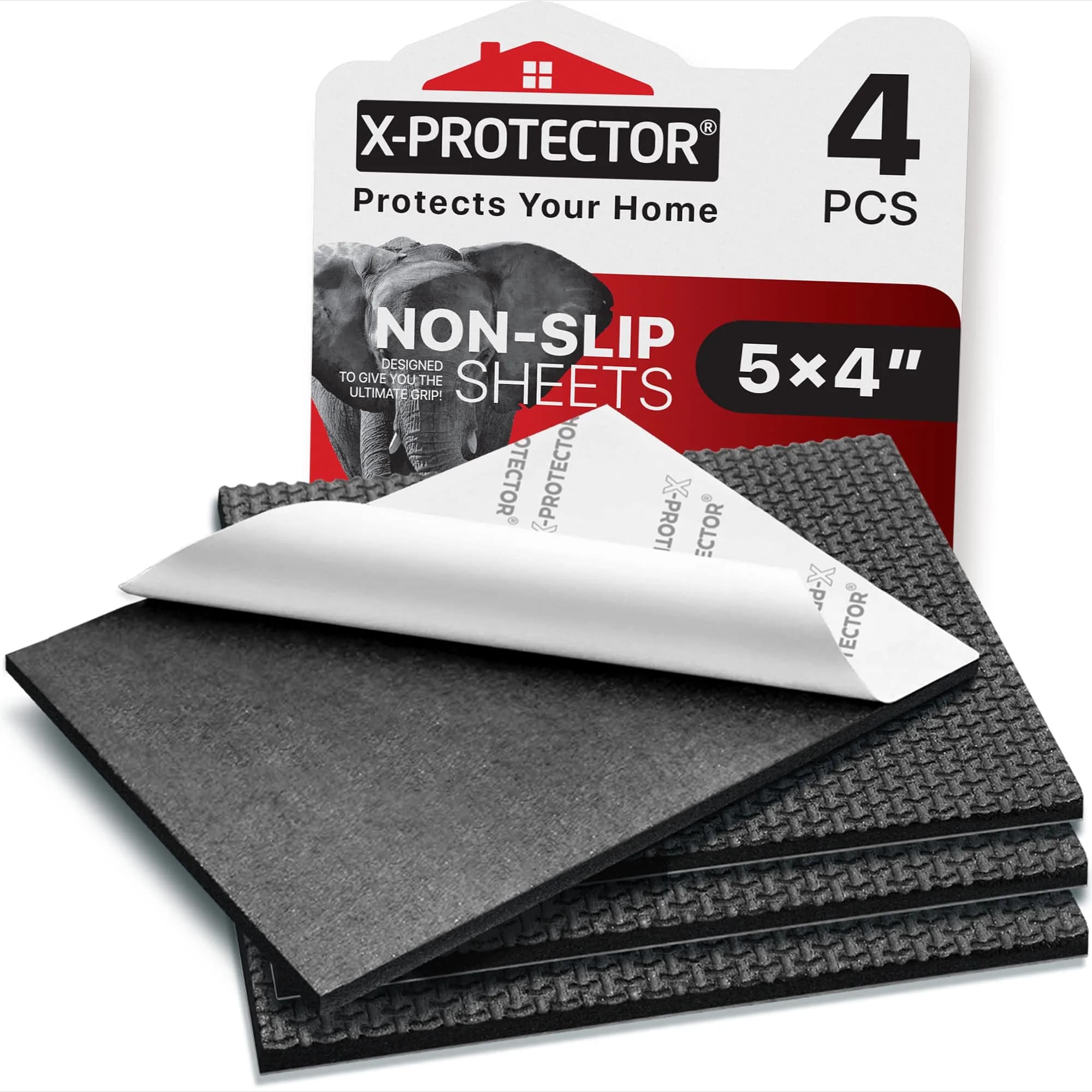 X-Protector Rubber Strip - 8 PC Non Slip Pads - Black Universal Grip Strips | Surface Scratch & Slip Prevention — Black