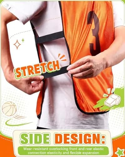 Yahenda 24 Pcs Soccer Pinnies Numbered Vests Adult, Large, Green, Orange | Reversible, Breathable & Easy to Maintain thumbnail 4