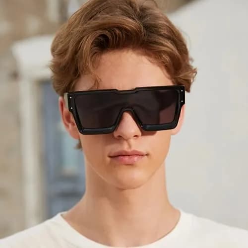 KENBO Oversized Square Sunglasses for Women Men, Rimless Shield Style | UV400 Polarized Protection thumbnail 6