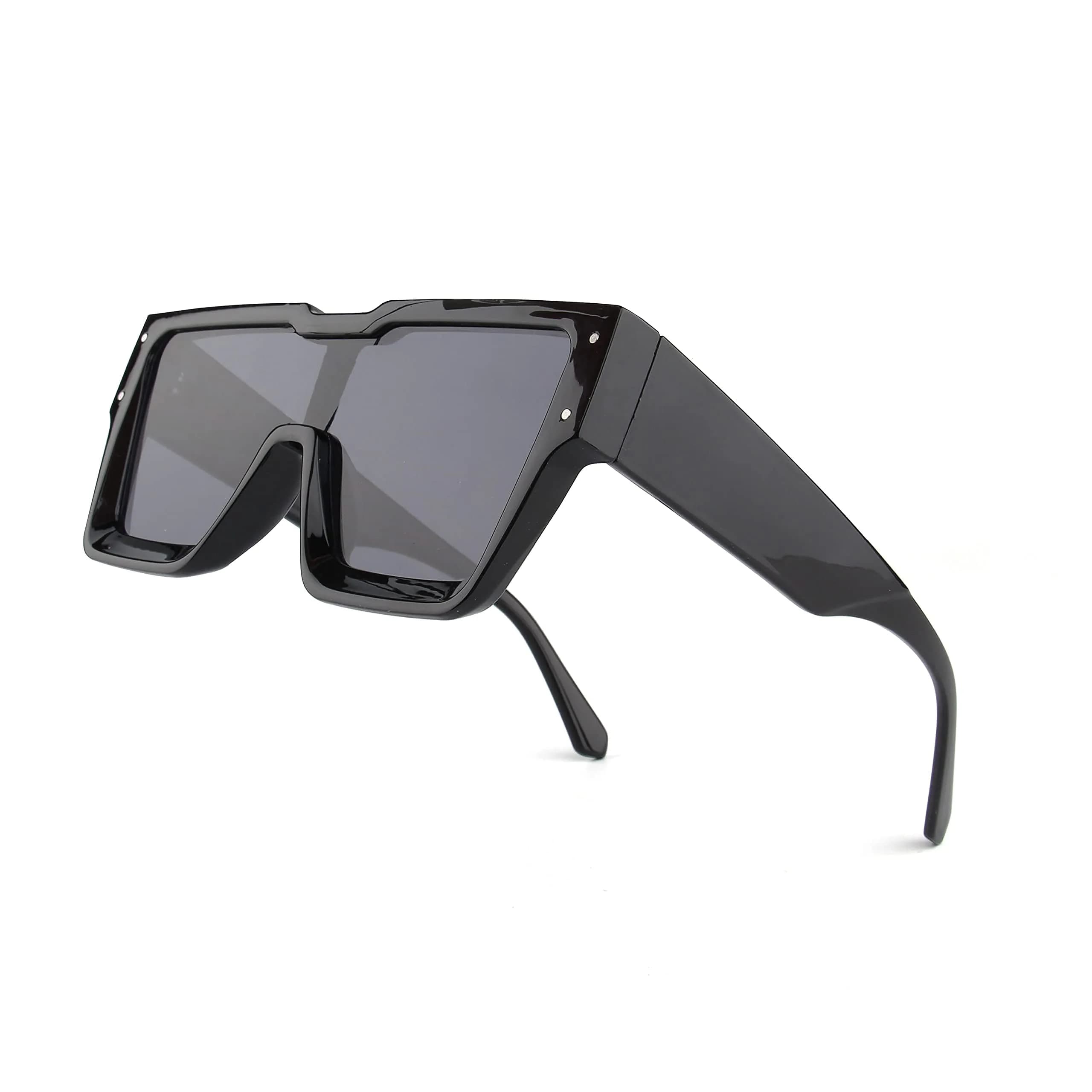 KENBO Oversized Square Tortoise Frame Sunglasses with Gradient Brown Polarized Lenses for Women & Men — Black Frame - Gradiant Grey Lens