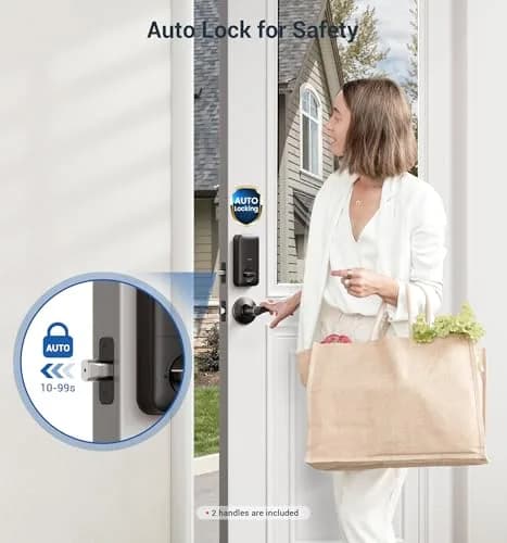 Veise Fingerprint Door Lock with 2 Lever Handles | Auto Lock & Biometric Security thumbnail 5