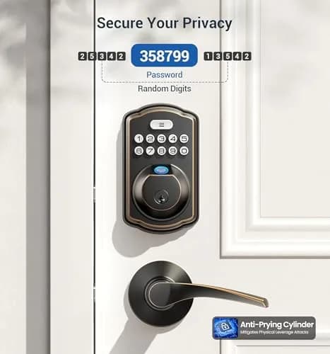 Veise Fingerprint Door Lock with 2 Lever Handles | Auto Lock & Biometric Security thumbnail 8
