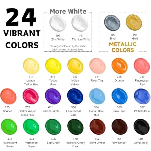 HUAL Acrylic Paint Set With 5 Brushes, 24 Colors 60ml (2 fl oz) | ASTM D-4236 Certified Non-Toxic thumbnail 5