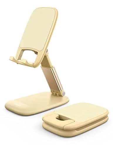 Lamicall Yellow Phone Stand for Desk, Foldable Desk Telephone Stand Holder | Adjustable Height & Angle, Portable Metal Base thumbnail 1