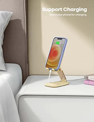 Lamicall Yellow Phone Stand for Desk, Foldable Desk Telephone Stand Holder | Adjustable Height & Angle, Portable Metal Base thumbnail 3