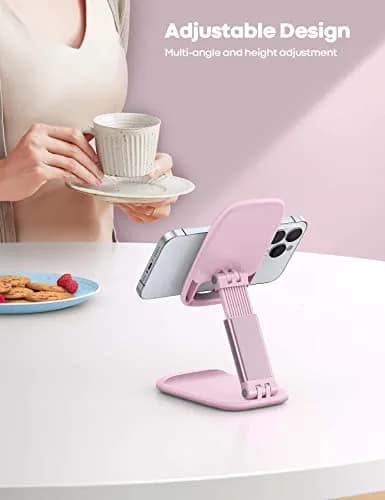 Lamicall Pink Phone Holder, Desk Accessories - Rose Gold Office Stand, Adjustable & Foldable (4-8 inch phones) thumbnail 2