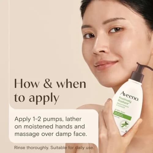 Aveeno Positively Radiant Brightening Facial Cleanser, 11 fl. oz | Gentle daily face wash with soy extract for radiant skin thumbnail 7