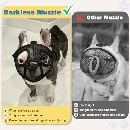 BARKLESS French Bulldog Muzzle Size S (15.0-17.5'') | Breathable Mesh for Short Snout Dogs thumbnail 3