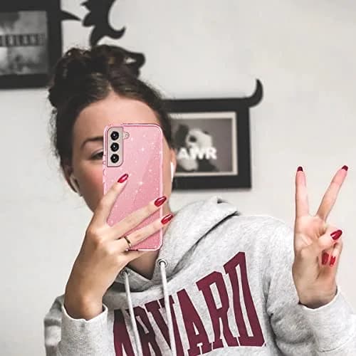 Btscase Pink Glitter Marble Case for Samsung Galaxy S22 5G 6.1 Inch | 3-Layer Shockproof Protection thumbnail 7