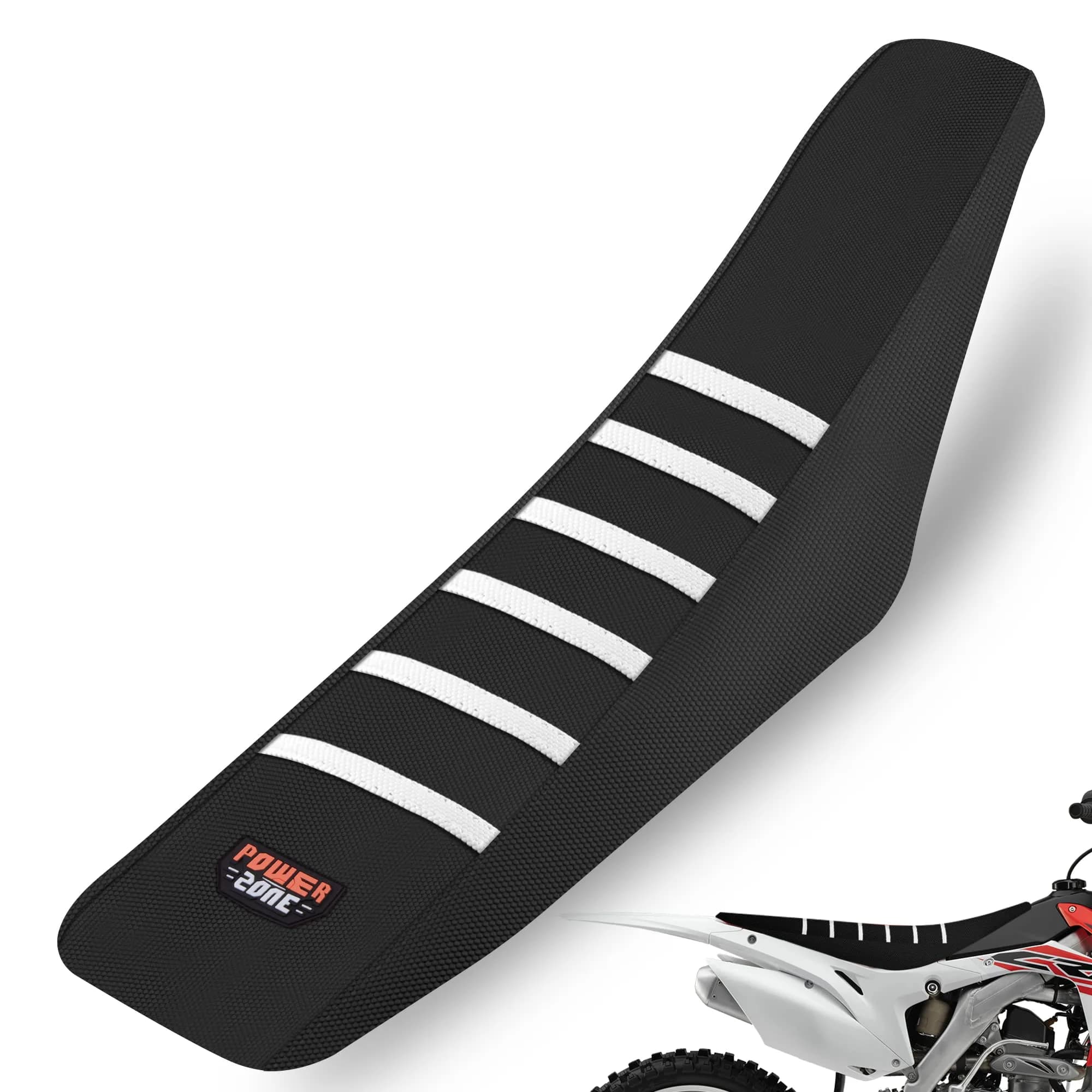 fewfuss White Stripe Motorcycle Seat Cover | Waterproof & Universal Fit in Black - main product image