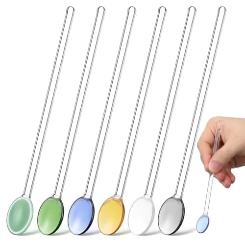 DOITOOL Glass Stirring Spoons Set of 6 Heat Resistant Long Handle Dessert and Coffee Spoons 13cm (5.1 Inch) | Elegant Design for Cocktails, Tea, Espresso thumbnail 1